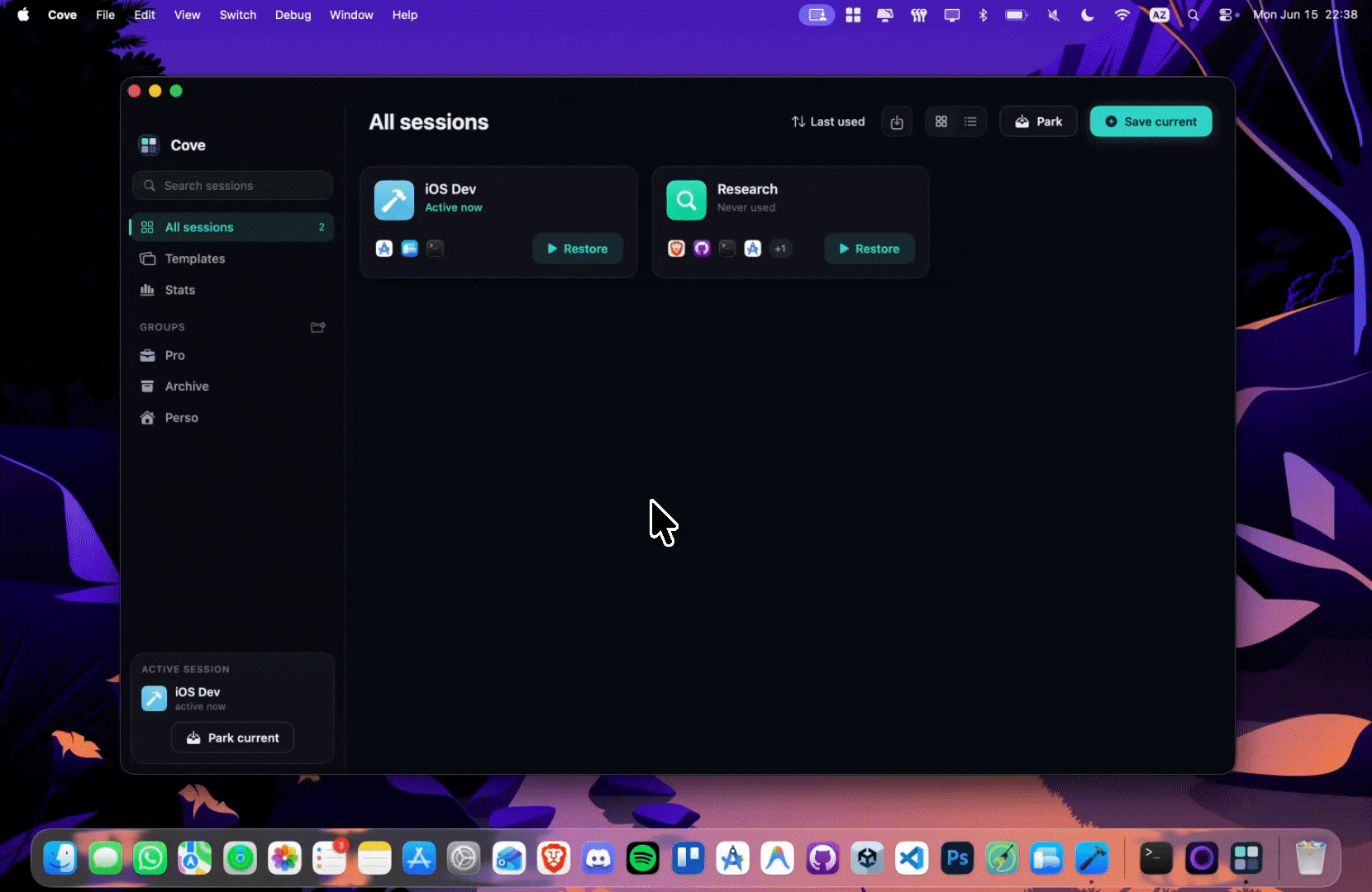 Restore session demo